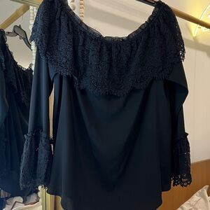 White House Black Market Black Lace Blouse